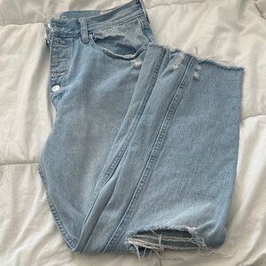 We The Free Maggie Mid Rise Distressed Button Fly Ripped Jeans